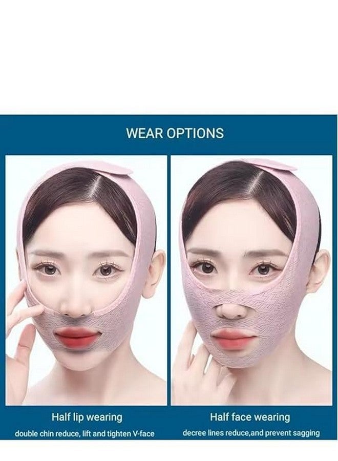 حزام تنحيف الوجه، مزيل الذقن المزدوج قناع وجه على شكل V قابل لإعادة الاستخدام للرجال والنساء حزام رفع شكل الوجه، رفع الخدود وشكل خط الفك حزام مضاد للتجاعيد مرن للوجه (1 قطعة) (102) - Image 5