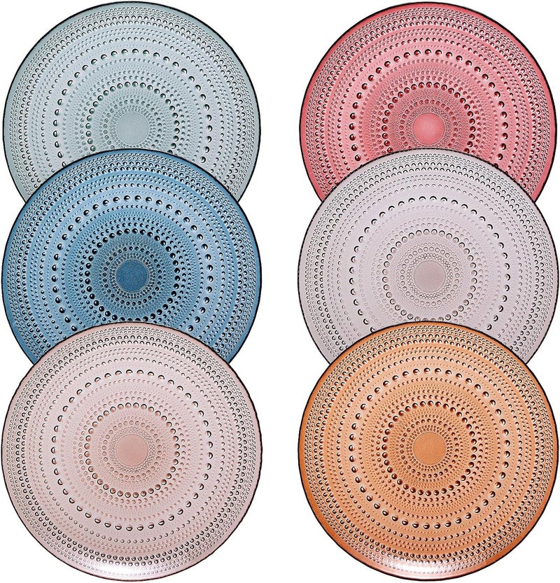 Khen Glass Hobnail Colored Plates  Set of 6  Natural Colors 106 Dinner or Charger Plate  Dessert Charger Appetizer Plate Snack Fruit  Vintage Art Deco Hand Wash Housewarming Gift - Image 1