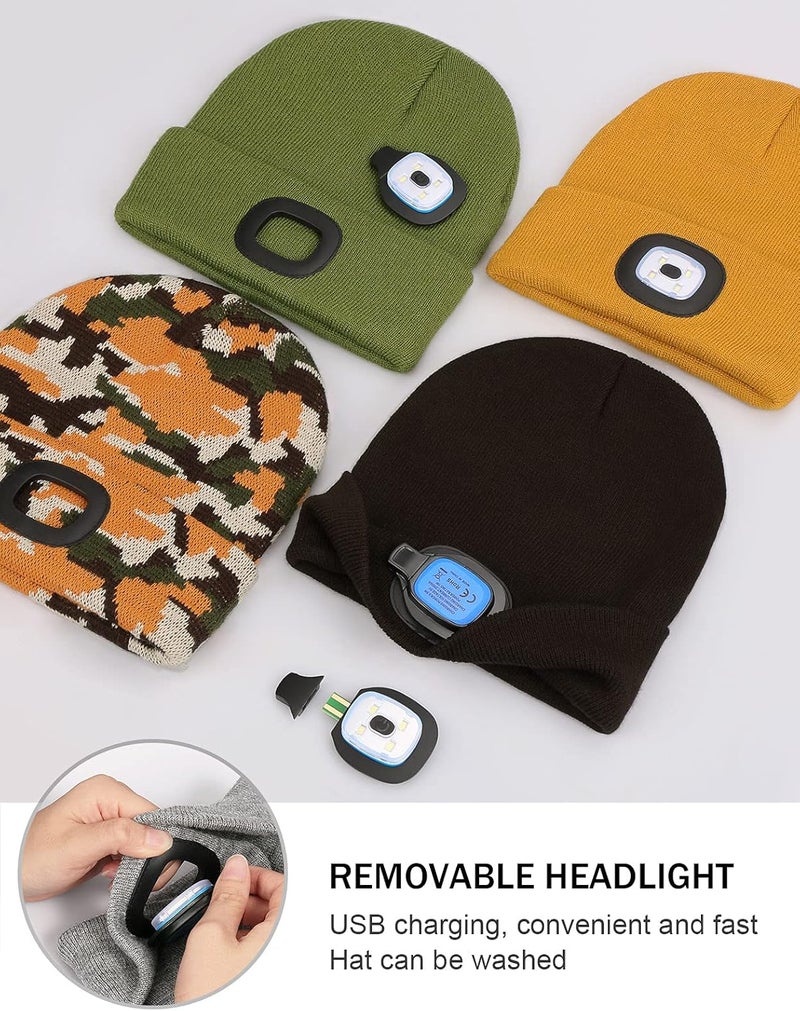YunTuo Store LED Beanie with The Light, Unisex USB Rechargeable Headlamp Winter Knitted Cap Gifts for Men Dad Husband Him - Image 2