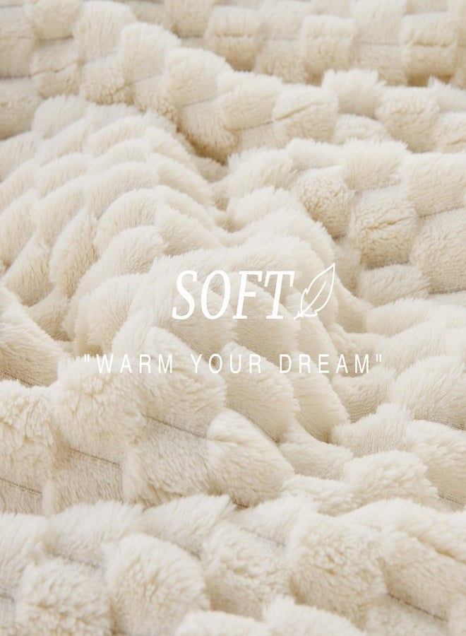 SUCITY 200*150cm Plush Fuzzy Fleece Throw Blanket Extra Large, Super Soft, Fluffy and Warm Blankets for Couch Bed for All Seasons Throw Blanket for Couch Bed(White) - Image 2