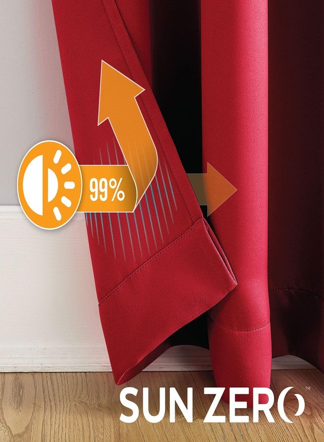 Sun Zero Soho Blackout Energy Efficient Grommet Curtain Panel Pair, 54" x 96", Red, 2-pack - Image 4