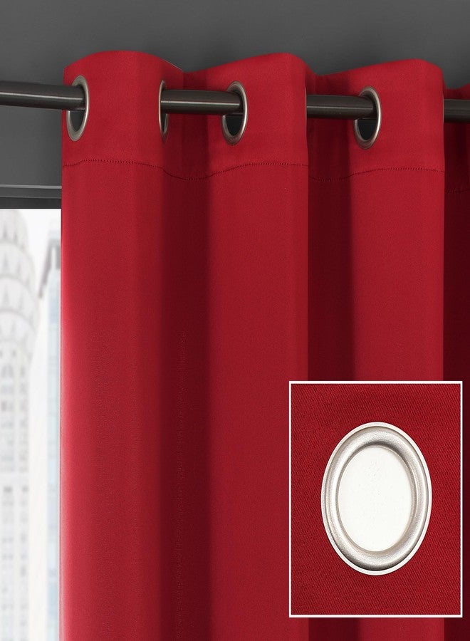 Sun Zero Soho Blackout Energy Efficient Grommet Curtain Panel Pair, 54" x 96", Red, 2-pack - Image 2