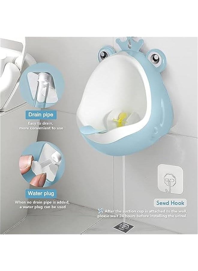HOOKOR Frog Pee Training,Toddler Urinal for Boys,Standing Potty Training Urinal,Wall-Mounted Toddler Toilet with Funny Aiming Target for Boy (Light Blue)  - Image 5
