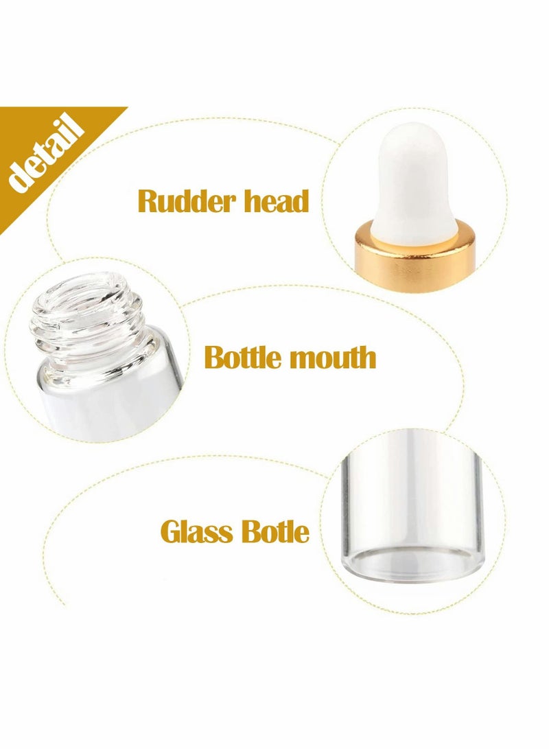 Excefore Clear Glass Dropper Bottle, 5ML Sample Storage Containers, Vials Eye Dropper Dispenser - Image 2