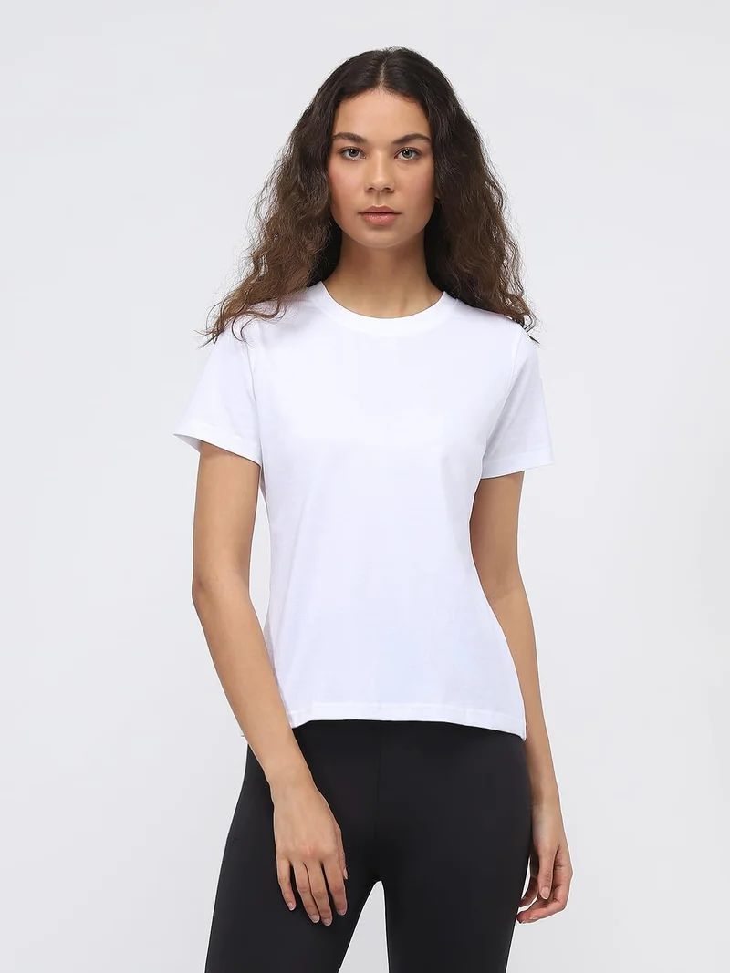 NOBERO White Regular Fit T-Shirt for Women