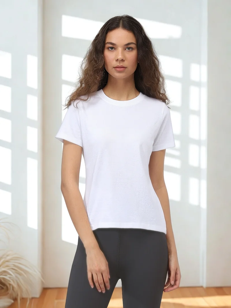نوبيرو Nobero Women Cotton Solid T-shirt