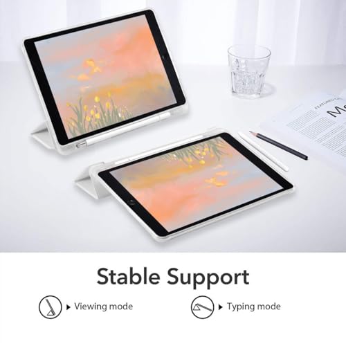 JOYLAND Cute Flower Bowknot Case for iPad(A16) 11th Generation 2025 11"/iPad 10th Generation 2022 10.9" with Pencil Holder Aesthetic Floral White Girly Cover Auto Wake/Sleep Foldable Shockproof Case - Image 5