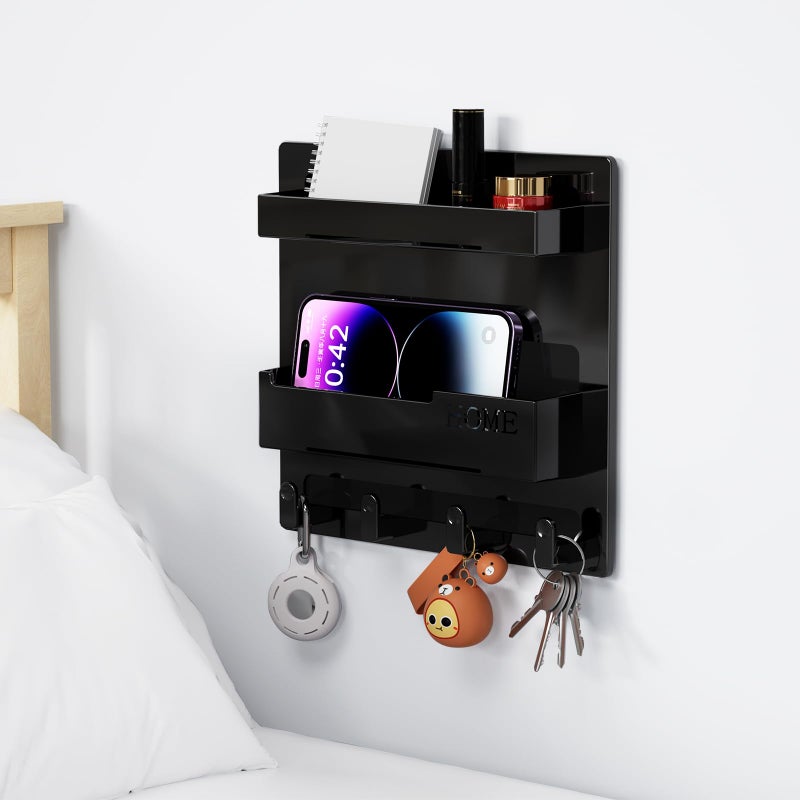 CHENYAOAI Bedside Wall Organizer, Wall Mount Self Stick On, Cute Room Decor Aesthetic, Girls Room Decor, Cool Stuff for Bedroom Storage and Organization - Image 2