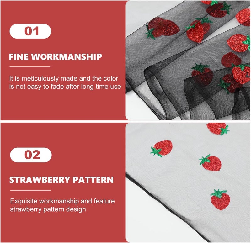 POPETPOP Strawberry Mesh Dress Fabric Black 2 Meters for DIY Sewing Supplies Headwear Craft Decorative Dressmaking Material - Image 3