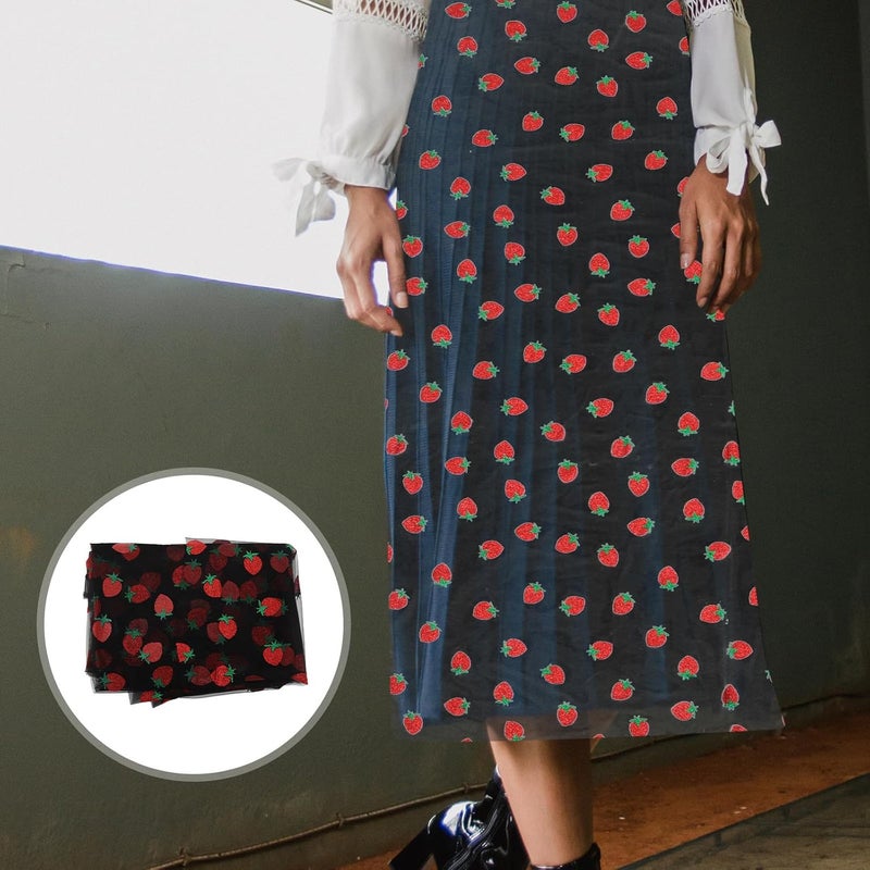 POPETPOP Strawberry Mesh Dress Fabric Black 2 Meters for DIY Sewing Supplies Headwear Craft Decorative Dressmaking Material - Image 4