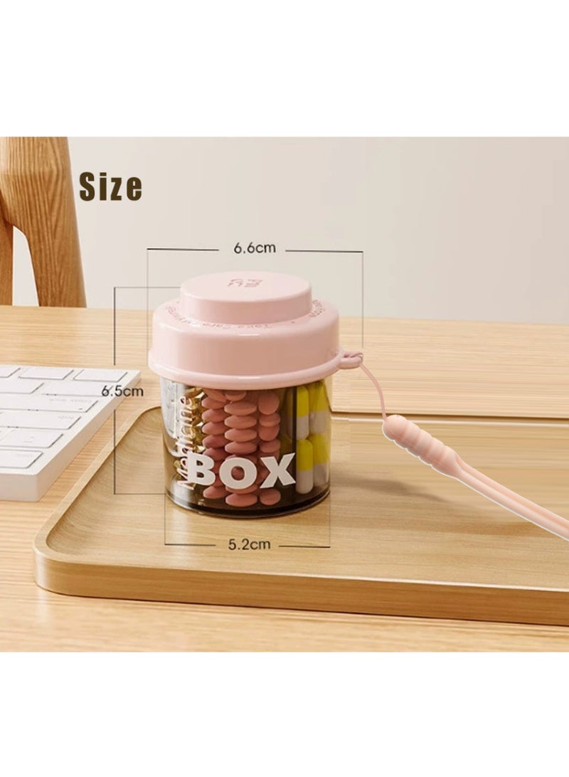 Bincoo 2 PCS Small Portable Pill Bottle Organizer with 4 Compartments, Anti-Mixing Design, Wide Openings, Black Privacy Protection, Travel Personal Pill Container for Pocket Purse, for Vitamins, Medication, Supplements, Fish Oils (Pink) - Image 3