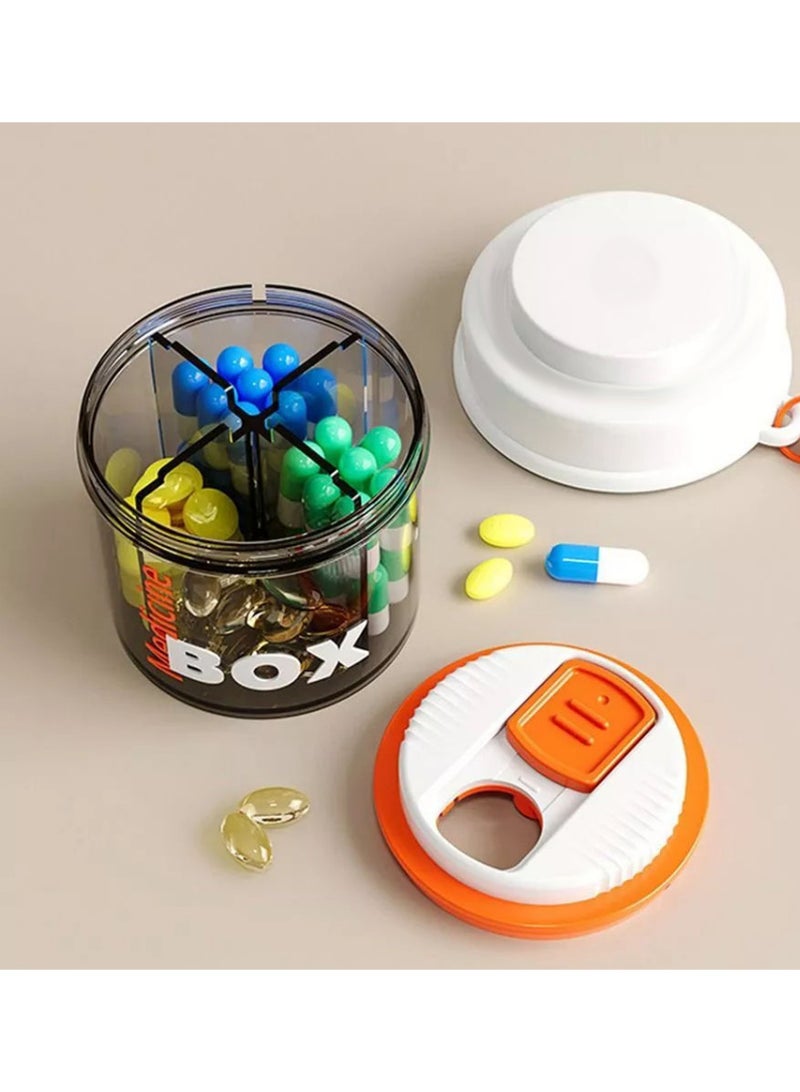 Bincoo 2 PCS Small Portable Pill Bottle Organizer with 4 Compartments, Anti-Mixing Design, Wide Openings, Black Privacy Protection, Travel Personal Pill Container for Pocket Purse, for Vitamins, Medication, Supplements, Fish Oils (Pink) - Image 2