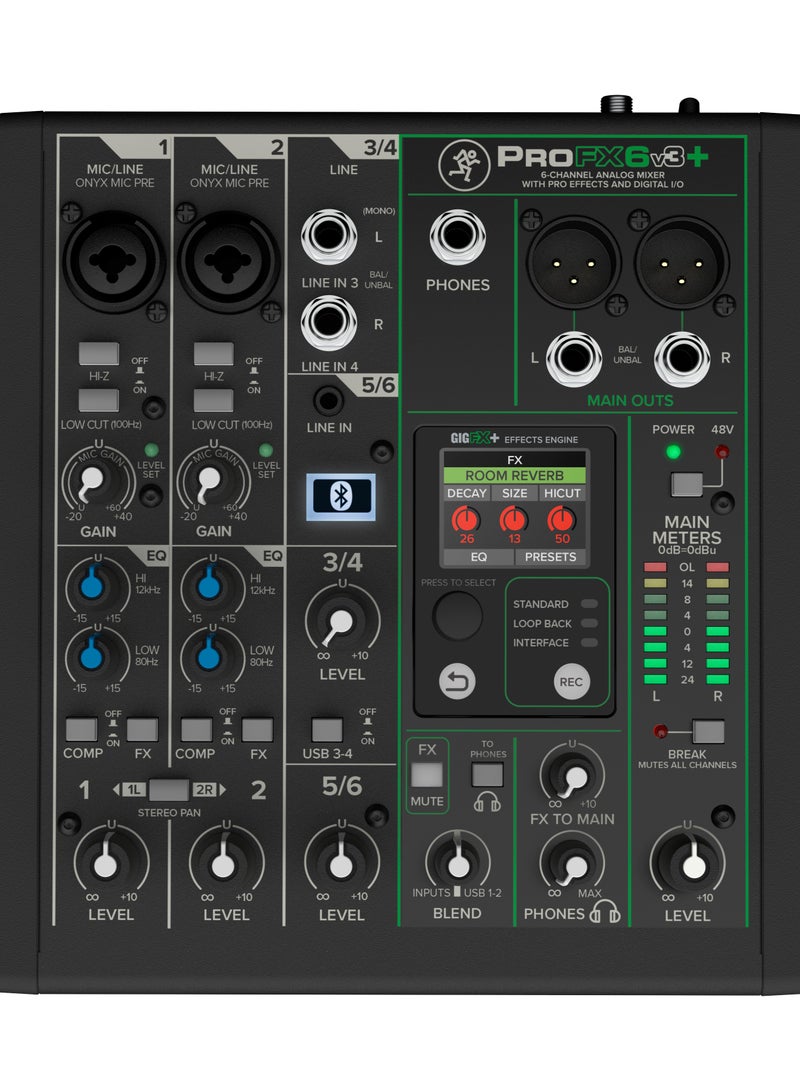 Mackie ProFX6v3+ 6-Channel Analog Mixer with Enhanced FX, USB Recording Modes, and Bluetooth - Image 1