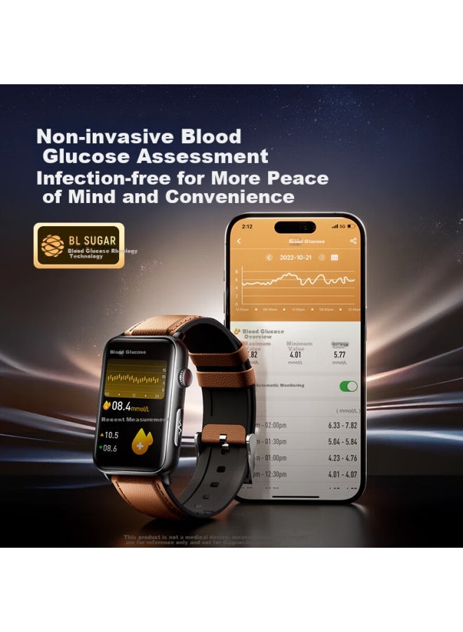 Dido R50promax Blood Glucose And Blood Pressure Monitoring Smart Watch For Men And Women, Home Blood Glucose Meter, Non-invasive Wrist Ecg Blood Pressure Recorder, Health Monitoring Smart Watch - Image 2