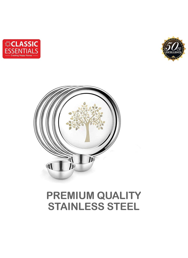 Classic Essentials Classic Essentials Stainless Steel Dinner Set|Serves 4 People|Heavy Gauge|Kitchen Set|Permanent Laser-Vriksha, Set of 32  - Image 4