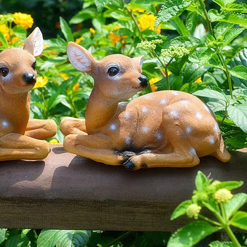 YukaBa Garden Animal Statues Statue Decoration Resin Deer Statue Sculpture Ornaments Animal Garden Statue Couple Deer Models Sika Deer Ornament for Garden Park and Lawn(2Pcs) - Image 4