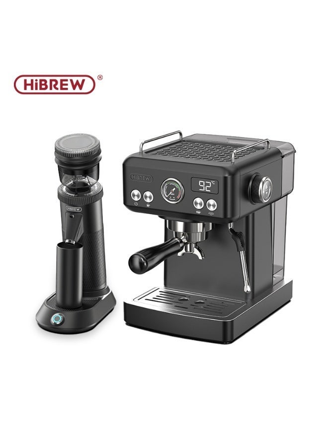 HiBREW G5 Conical Burr Electric Coffee Grinder with H10A-BK Semi Automatic Espresso Coffee Machine,Bundle 2 Items, Home Coffee Maker Set, Adjustable Temp for Cold/Hot Brew, Cappuccino - Image 1