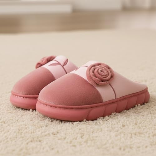 VRITRAZ Women Indoor Slipper, Comfort Slip On Closed Toe Warm Winter House Clog (Flower Pink, Uk-7) - Image 2
