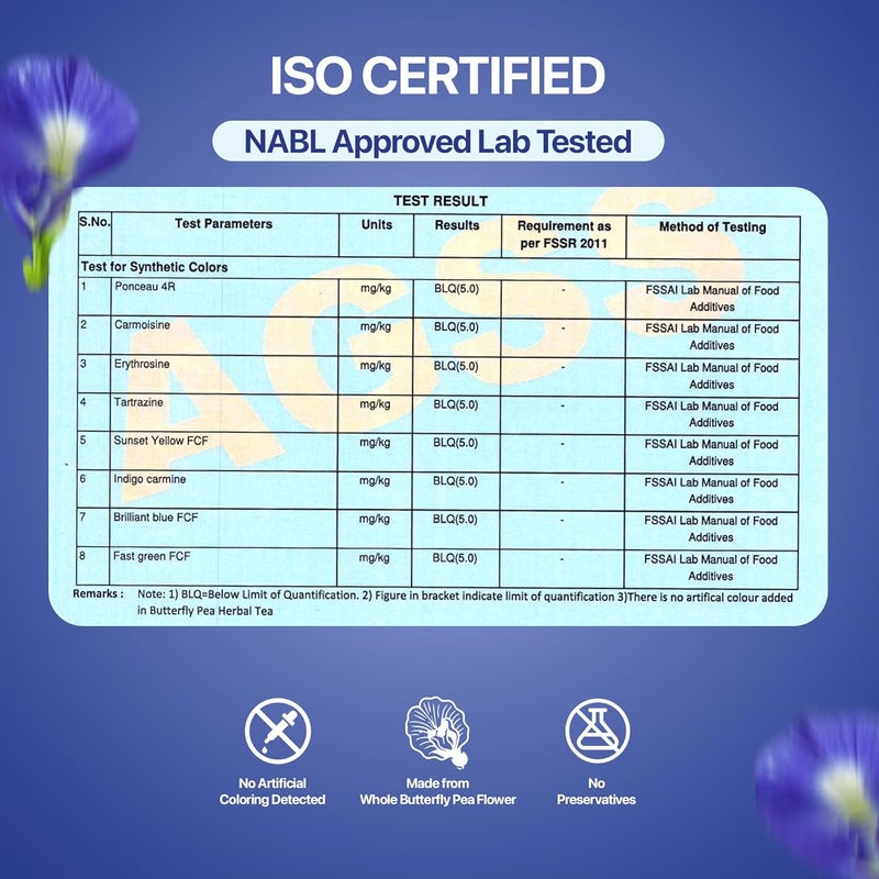 BLUE TEA Dried Butterfly Pea Flower Herbal Tea - 30 Pyramid Tea Bags, 100% Organic, Caffeine Free - Image 2
