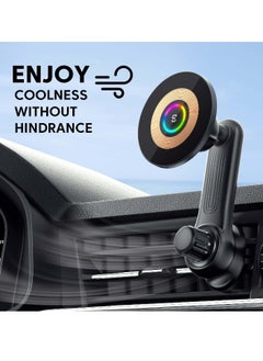 Car Mount Charger for MagSafe, 360° Adjustable Magnetic Wireless Car Charger with RGB Light, Air Vent Magnetic Phone Holder Charger for iPhone 14 13 12 Series (with Car Adapter)
