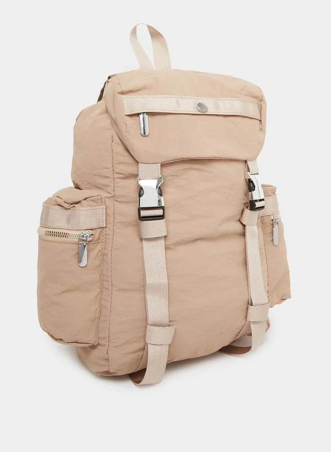 Styli Styli Women Khaki Buckle Strap Backpack