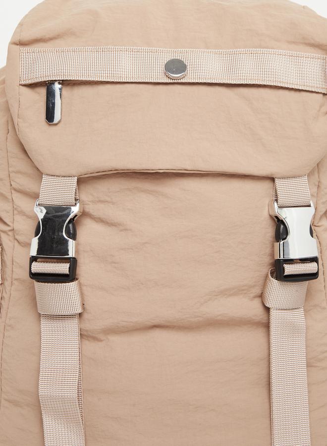 Styli Women Khaki Buckle Strap Backpack - Image 3