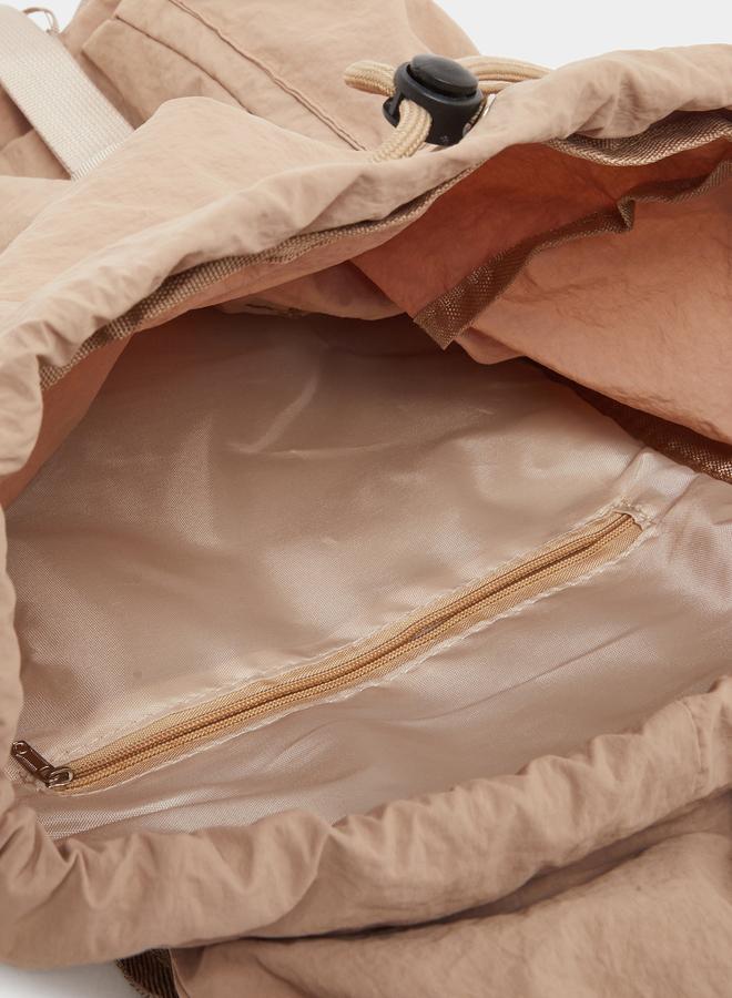 Styli Women Khaki Buckle Strap Backpack - Image 4