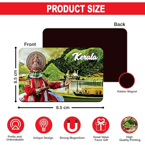 Wonder Hub Elegant Fridge Magnet with Themes |Rectangular Size Refrigerator Magnet with Magnetic Rubber Back | Pack of 1, 8.6cm X 5.4cm (Kerala) - Image 2