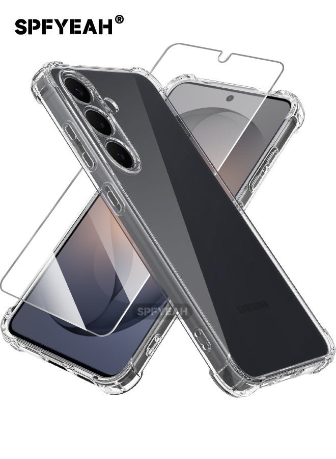 SPFYEAH [2-in-1] Samsung Galaxy S26 Case with Screen Protector, Four Corner Anti-Fall Airbags, Slim Flexible TPU Rubber Soft Silicone Anti Slip Bumper Case Cover Fit for Samsung S26 5G 6.3 inch, Clear - Image 1
