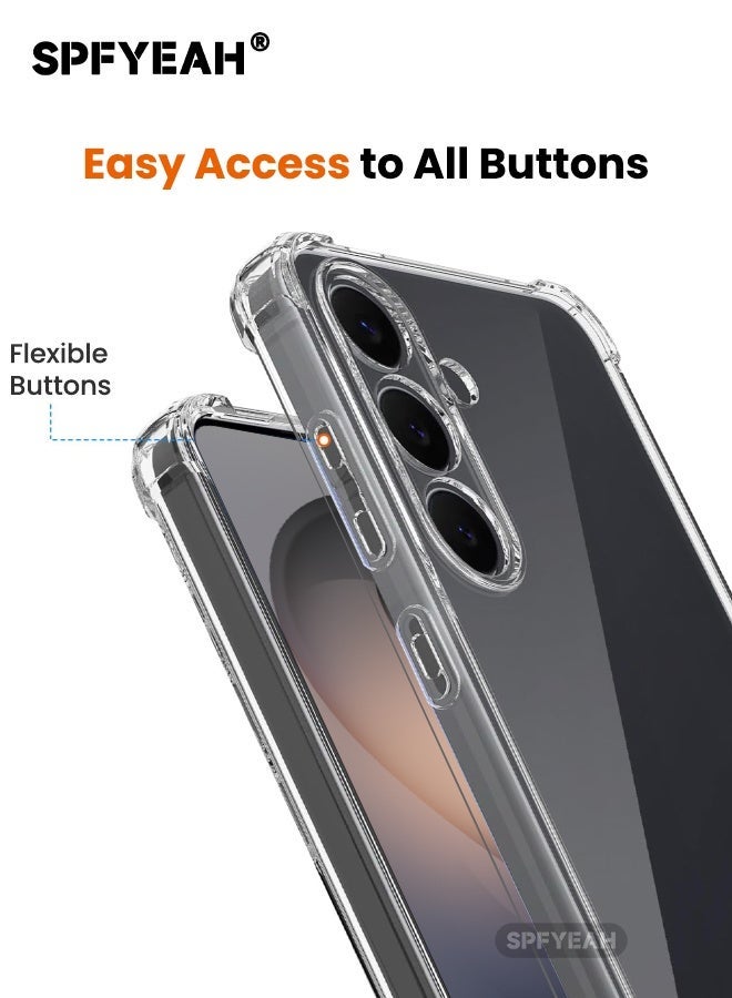 SPFYEAH [2-in-1] Samsung Galaxy S26 Case with Screen Protector, Four Corner Anti-Fall Airbags, Slim Flexible TPU Rubber Soft Silicone Anti Slip Bumper Case Cover Fit for Samsung S26 5G 6.3 inch, Clear - Image 4