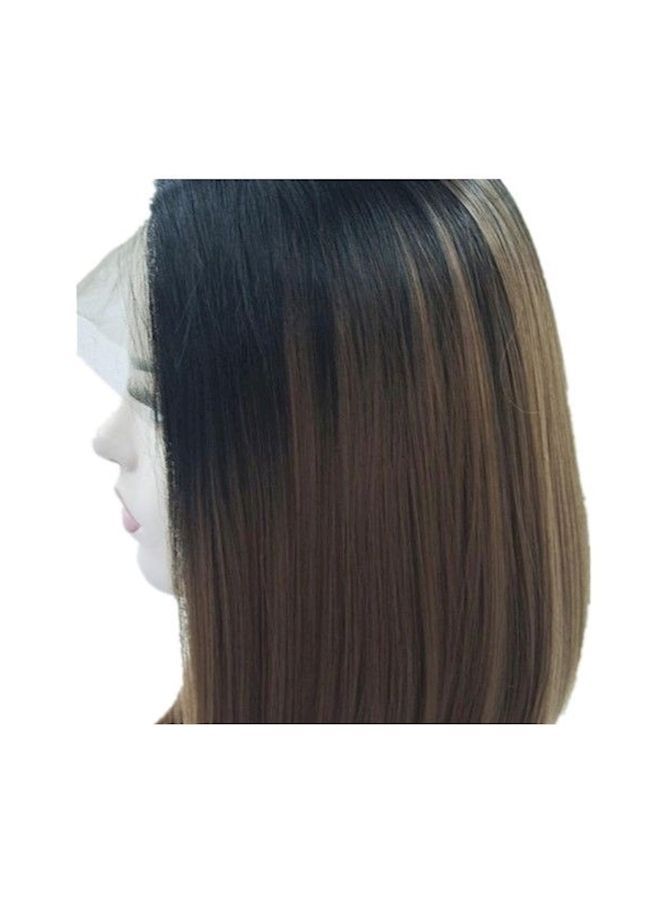 NIBEMINENT Mid-Short Bob Front Hair Wig Brown 16inch