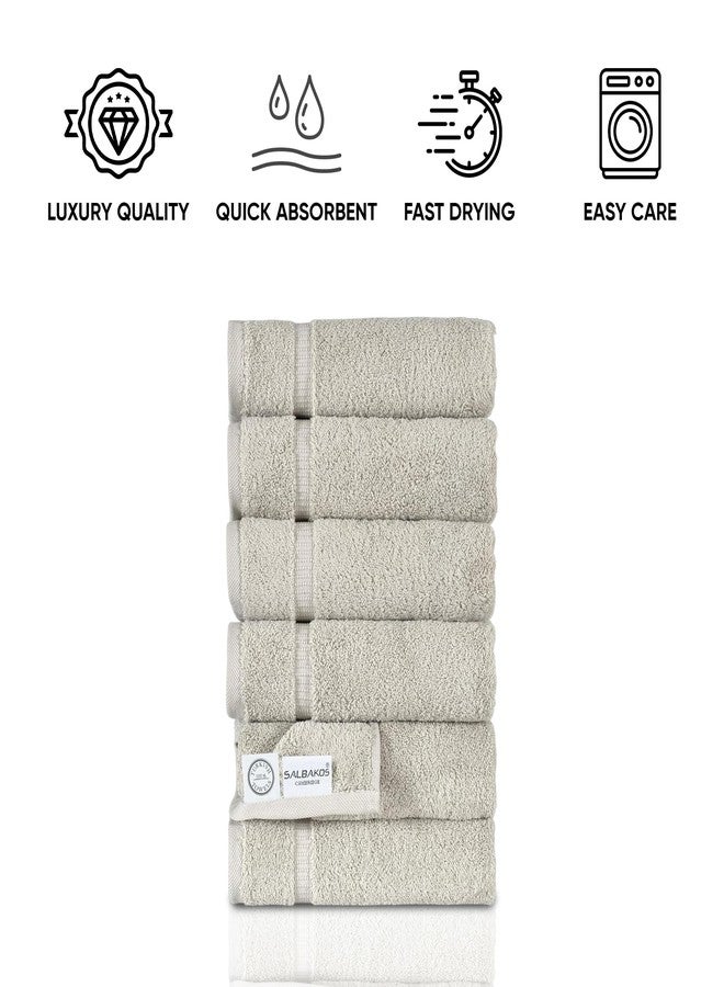 SALBAKOS 100% Turkish Cotton Hand Towel Set of 6 16x30 inch | Heirloom Quality | Hotel & Spa Collection | Ultra Soft, Super Absorbent, Long Lasting Hand Towels | Made in Turkey (Stone, 6 Hand Towels) - Image 5