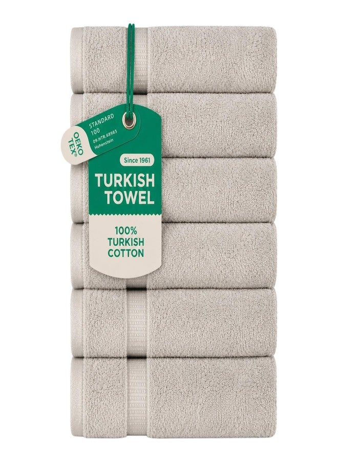 SALBAKOS 100% Turkish Cotton Hand Towel Set of 6 16x30 inch | Heirloom Quality | Hotel & Spa Collection | Ultra Soft, Super Absorbent, Long Lasting Hand Towels | Made in Turkey (Stone, 6 Hand Towels) - Image 1