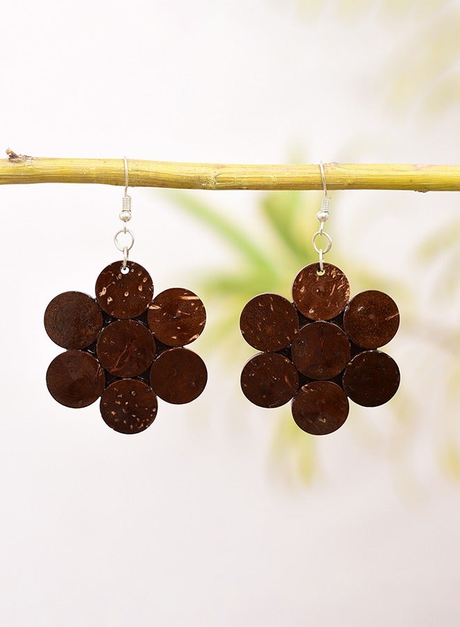 N & H Eco-friendly Handmade Jewellery Coconut Wooden Earrings Lightweight Hoopwire Earrings Bohemian Pendant Dangle Earrings Set  - Image 2