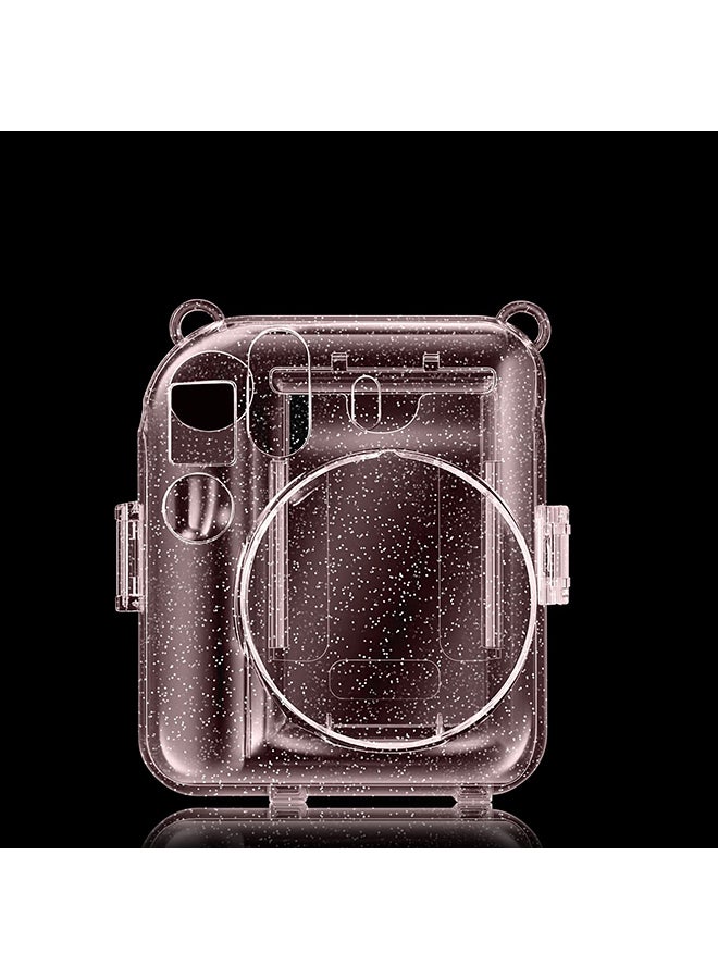 O Ozone Transparent Hard Camera Case for Fujifilm Instax Mini 12 Instant Camera Cover with Adjustable Strap  - Pink - Image 3