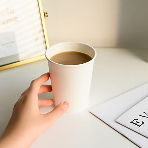 RACETOP Hot Paper Coffee Cups 12 oz [300 Pack], Disposable Coffee Cups 12 oz, Upgraded Weight Of Paper, White - Image 4