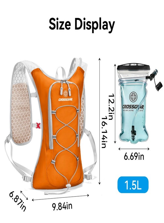CROSS+GEAR Lightweight Hydration Backpack with 1.5L Water Bladder, CROSSGEAR Running Hydration Vest, Hiking Backpack for Men Women, Running Water Daypack for Cycling Hiking Marathon, Orange - Image 2