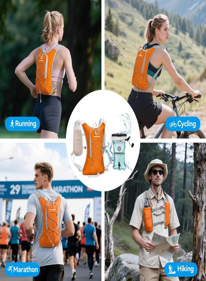 CROSS+GEAR Lightweight Hydration Backpack with 1.5L Water Bladder, CROSSGEAR Running Hydration Vest, Hiking Backpack for Men Women, Running Water Daypack for Cycling Hiking Marathon, Orange - Image 5