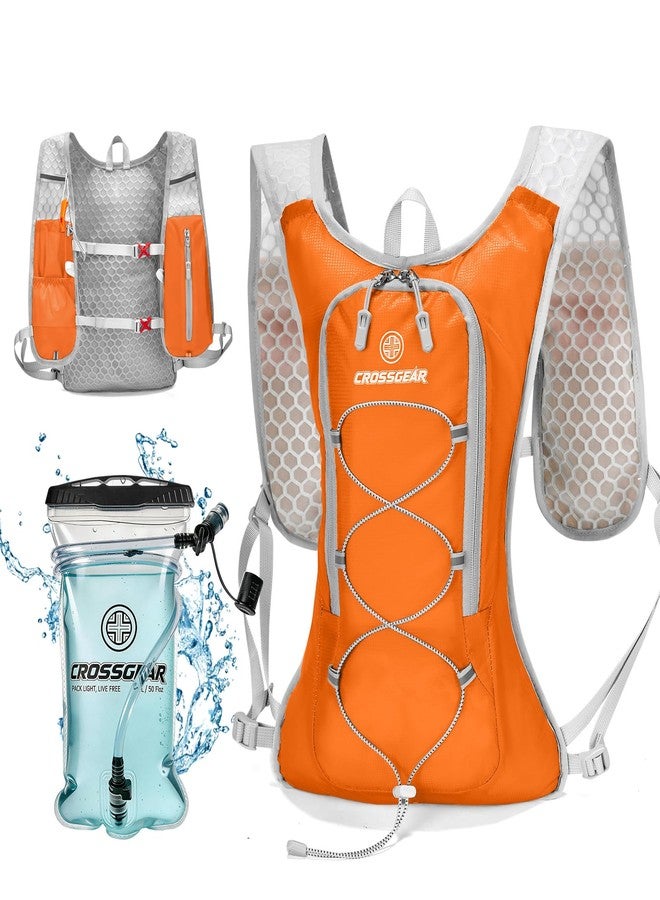 CROSS+GEAR Lightweight Hydration Backpack with 1.5L Water Bladder, CROSSGEAR Running Hydration Vest, Hiking Backpack for Men Women, Running Water Daypack for Cycling Hiking Marathon, Orange - Image 1