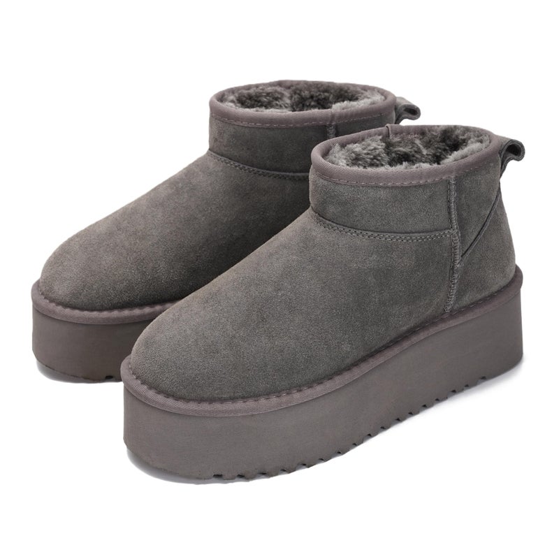 Project Cloud 100% Genuine Leather Ankle Boots for Women - Anti-Slip Memory Foam Insole Womens Boots - Lightweight Winter Womens Shoes, Ankle Booties for Women (Huggy, Grey, 11) - Image 1