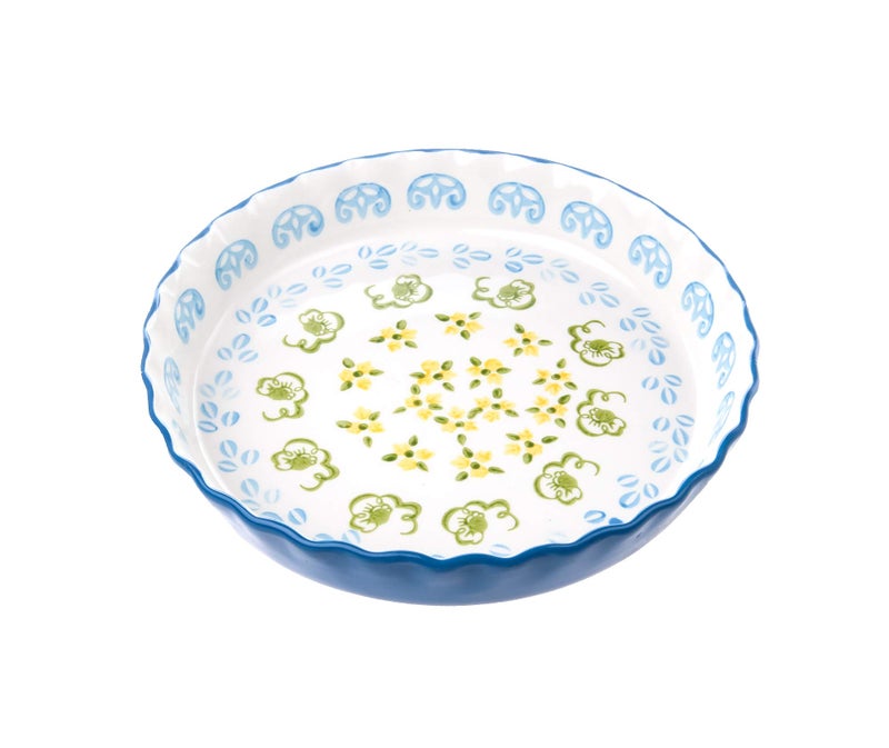 Mateda Ceramic Pie Pan Pie Dish for Oven 10 Inch Pie Plate Round Bakeware Country Style