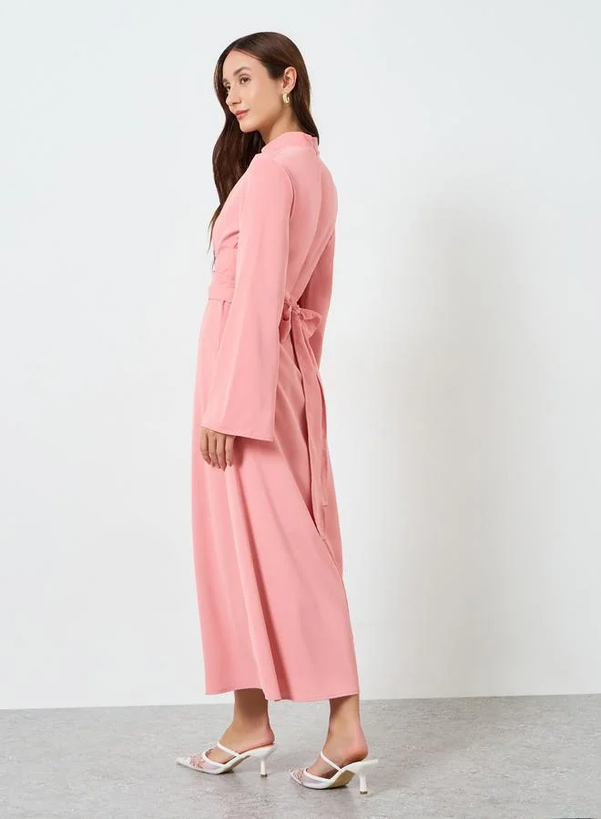 Take Two Women High Neck Maxi Dress with Tie Waist