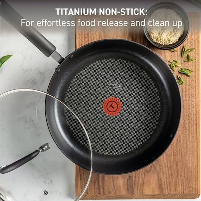 T-fal Ultimate Hard Anodized Nonstick Fry Pan With Lid 12 Inch, Oven Broiler Safe 400F, Lid Safe 350F, Cookware, Pots And Pans, Kitchen Frying Pans, Skillets, Home, Dishwasher Safe, Black - Image 5