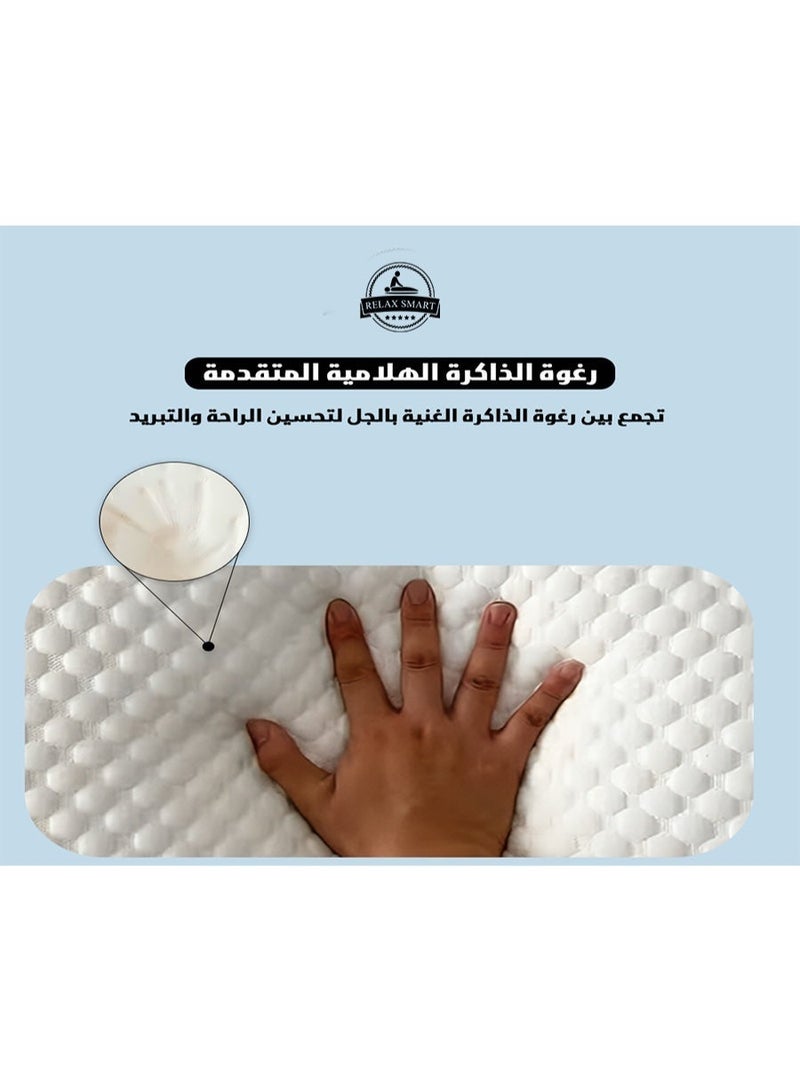 ريلاكس سمارت وسادة جل طبية من إسفنج الذاكرة - وسادة دعم للرقبة والظهر، لتخفيف الضغط، ووسادة جل تبريد لنوم مريح - Image 5
