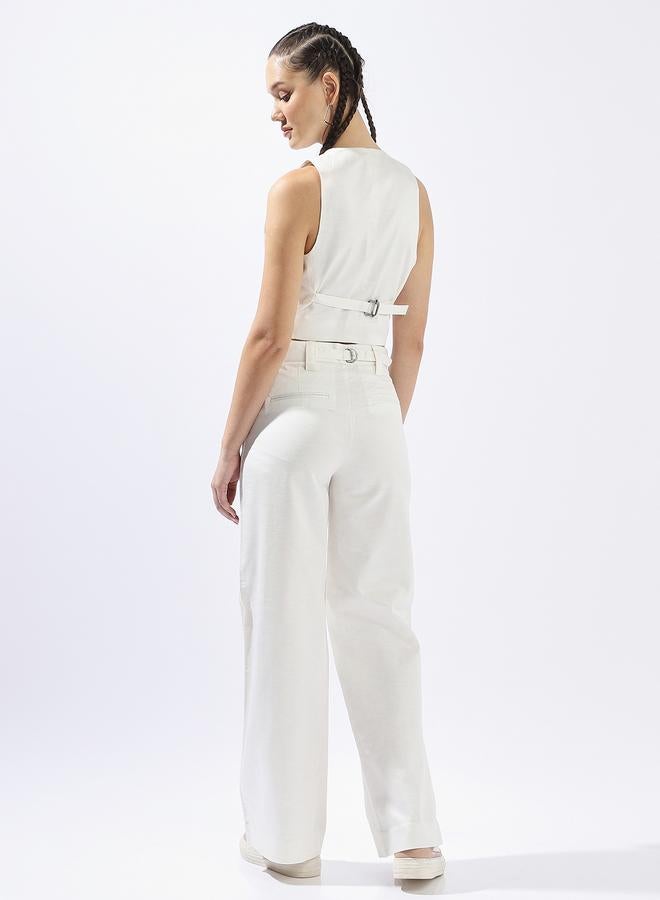 هاي ستار طقم سترة بدون أكمام بياقة على شكل حرف  مع بنطلون - Image 5