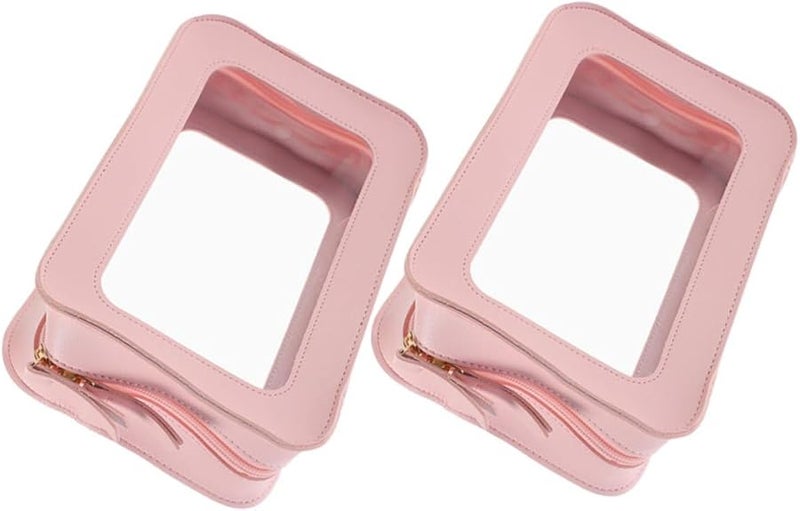 Waterproof PVC Travel Toiletry Bag Set 2Pcs Pink Cosmetic Organizer Pouch For Women - Image 1