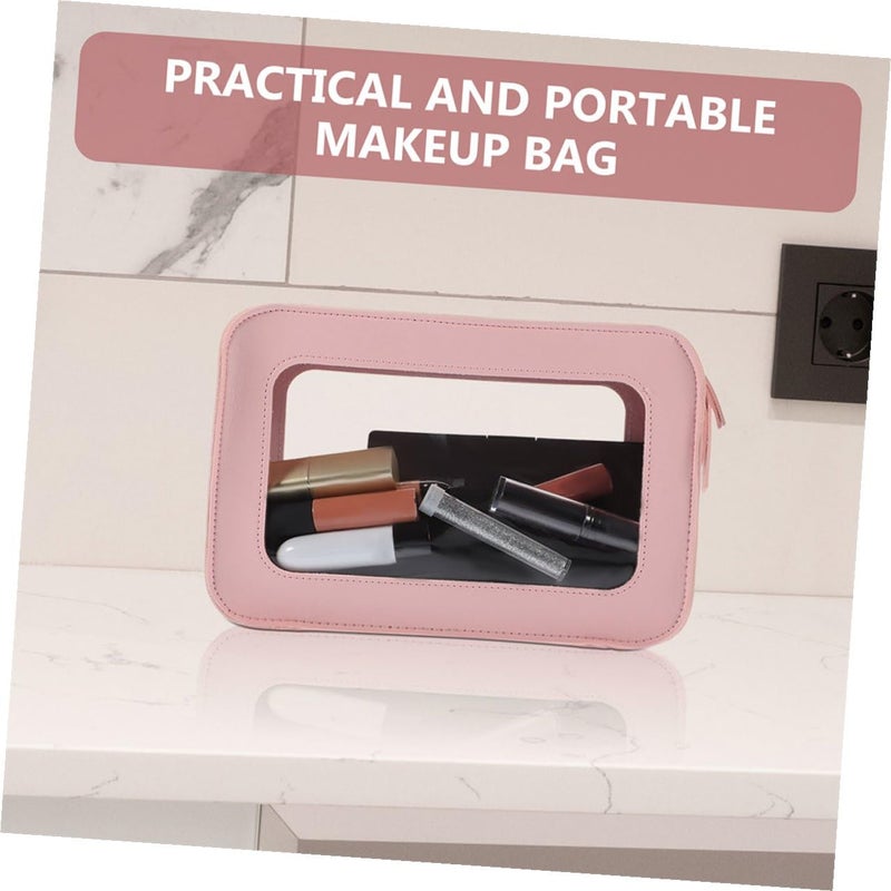 Waterproof PVC Travel Toiletry Bag Set 2Pcs Pink Cosmetic Organizer Pouch For Women - Image 5