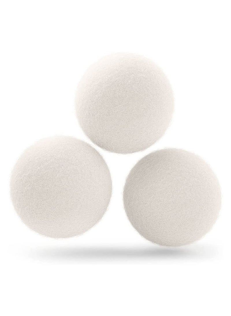 Wool Dryer Balls, Natural Fabric Softener 100% Organic Premium Wool, Chemical Free, Reduces Wrinkles, Lint Free, Odorless, 1000+ Loads, Baby Safe, Saving Energy and Time, White, 3 Pack - Image 1