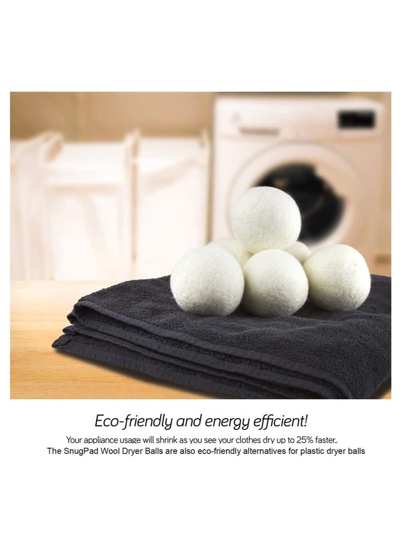 Wool Dryer Balls, Natural Fabric Softener 100% Organic Premium Wool, Chemical Free, Reduces Wrinkles, Lint Free, Odorless, 1000+ Loads, Baby Safe, Saving Energy and Time, White, 3 Pack - Image 3