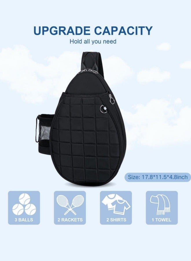 BESTPEAK Tennis Bag, Quilted Tennis Backpack Holds 2 Rackets, Large Capacity Waterproof Crossbody Sling Pickleball Bag for Women, Men and Teens - Image 5